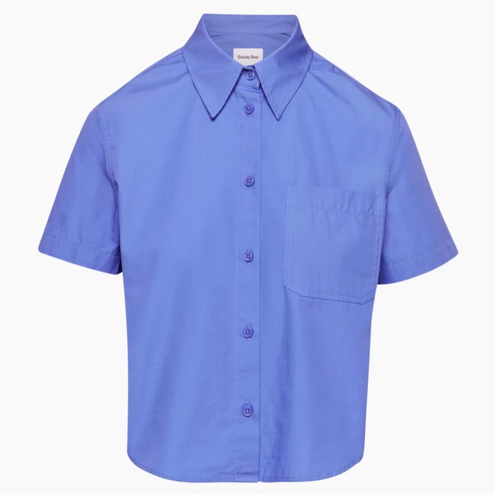 Aritzia Sunday Best Eliza Cropped Blouse Blue Size M